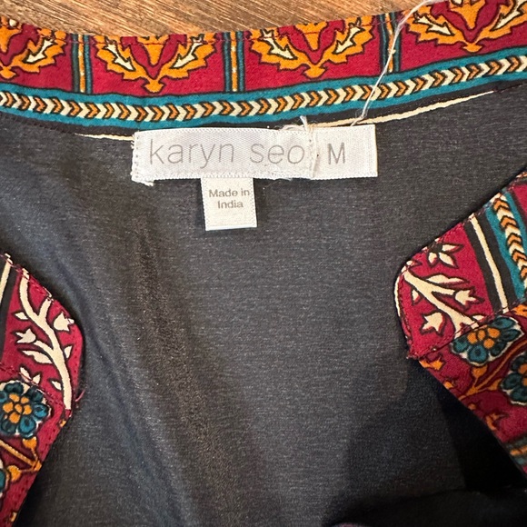 Anthropologie Black Blouse with Red and Cream Embroidery - Picture 2 of 2